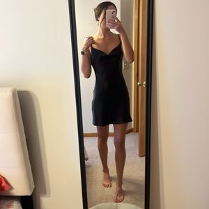 Vici Black Satin Mini Dress